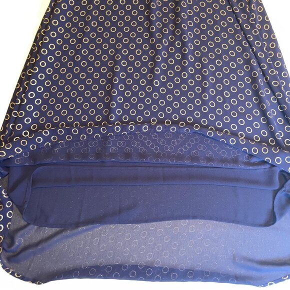 Michael Kors Chain Halter Neck Navy Gold Metallic Trapeze High Low Dress Size S - Picture 9 of 16